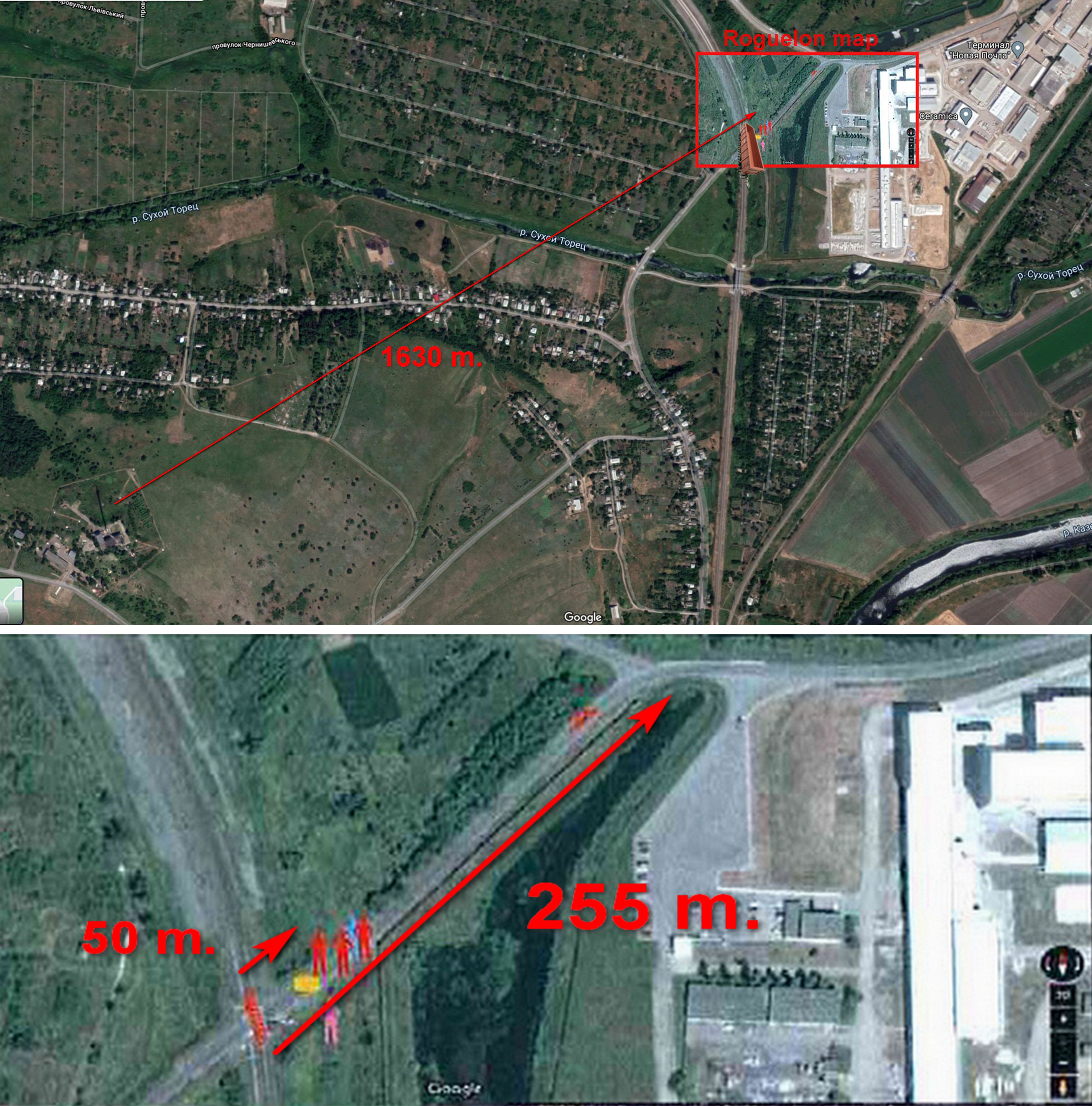 Карта 1. Местоположение журналистов в начале обстрела